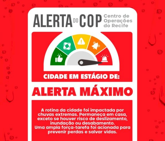 Alerta máximo renovado em Recife: Escolas, universidades e serviços não essenciais não estão funcionando nesta quinta-feira (6)