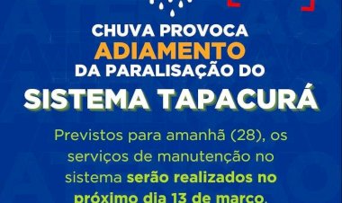 Compesa informa adiamento da paralisação do Sistema Tapacurá para a próxima quarta-feira (13)
